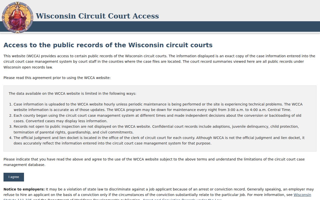 Racine County case search interface